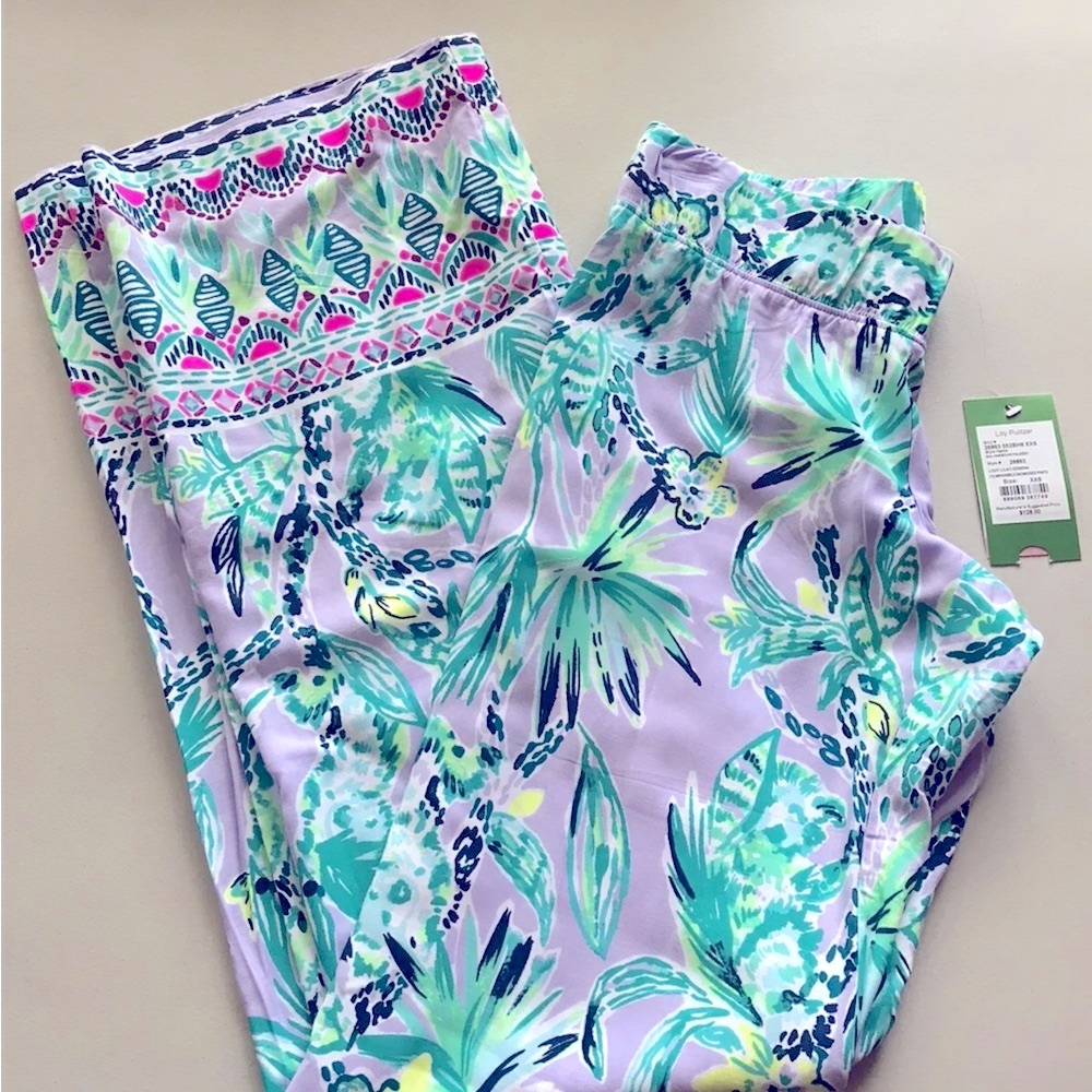 Lilly Pulitzer NWT 33" Bal Harbour Palazzo Pants Its Impawsible $128 Size 2XS - Picture 7 of 10